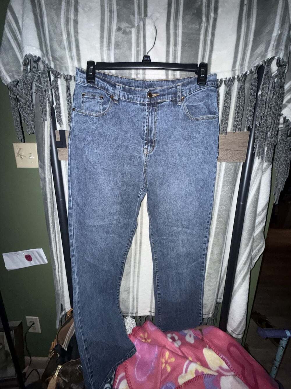 Jeans Blue Denim Gem Button Embellished Back Pockets